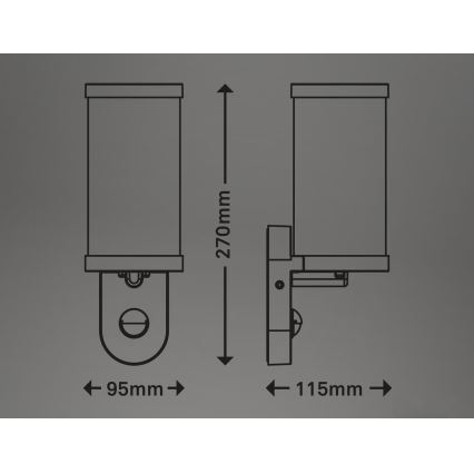 Briloner 3628-016 - Udendørs væglampe med sensor KAIRO 1xE27/12W/230V IP44 hvid