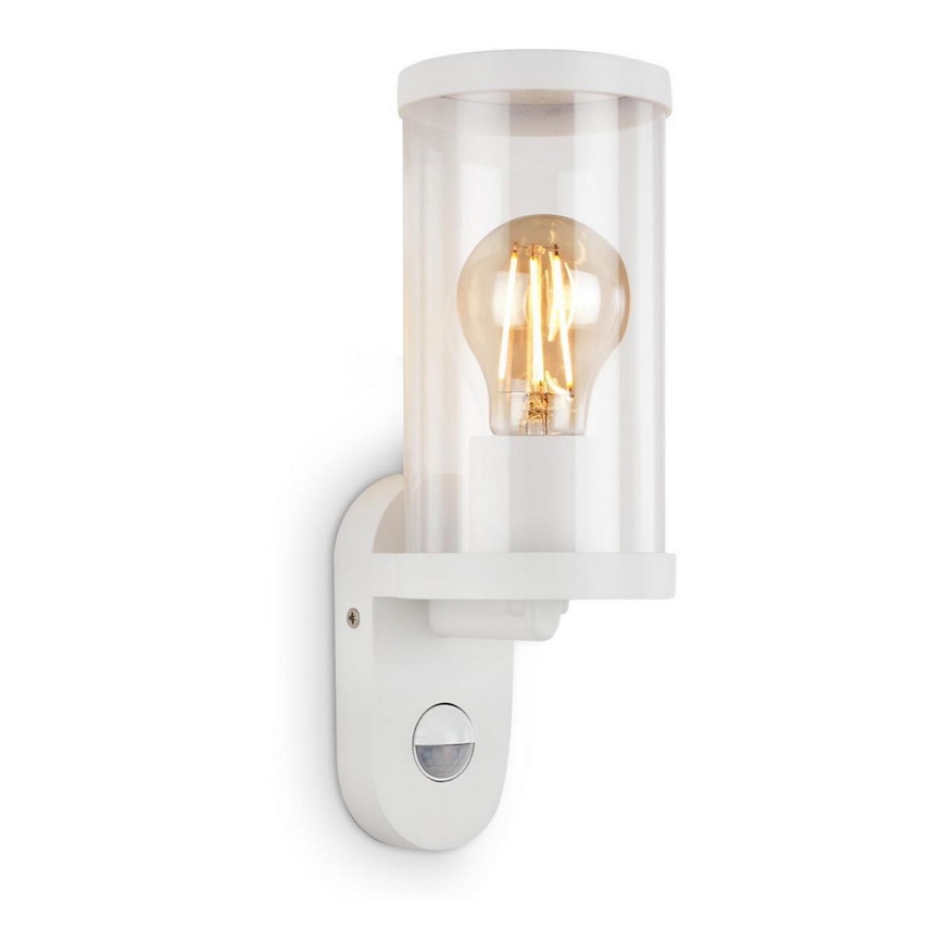 Briloner 3628-016 - Udendørs væglampe med sensor KAIRO 1xE27/12W/230V IP44 hvid