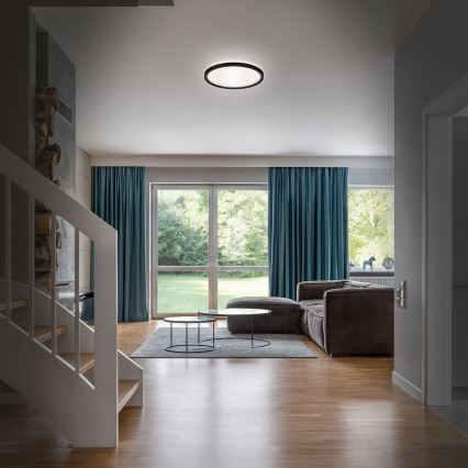 Briloner 3642-415 - LED loftlampe til badeværelse SLIM LED/19W/230V diameter 29 cm IP44 sort