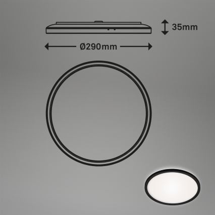 Briloner 3642-415 - LED loftlampe til badeværelse SLIM LED/19W/230V diameter 29 cm IP44 sort