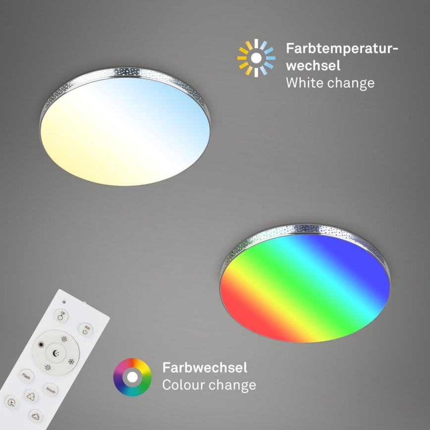 Briloner 3679-018 - LED loftlampe til badeværelse m. RGB-farver ødæmpbar MAGA LED/18,5W/230V 3000-6500K diameter 35,5 cm + fjernbetjening