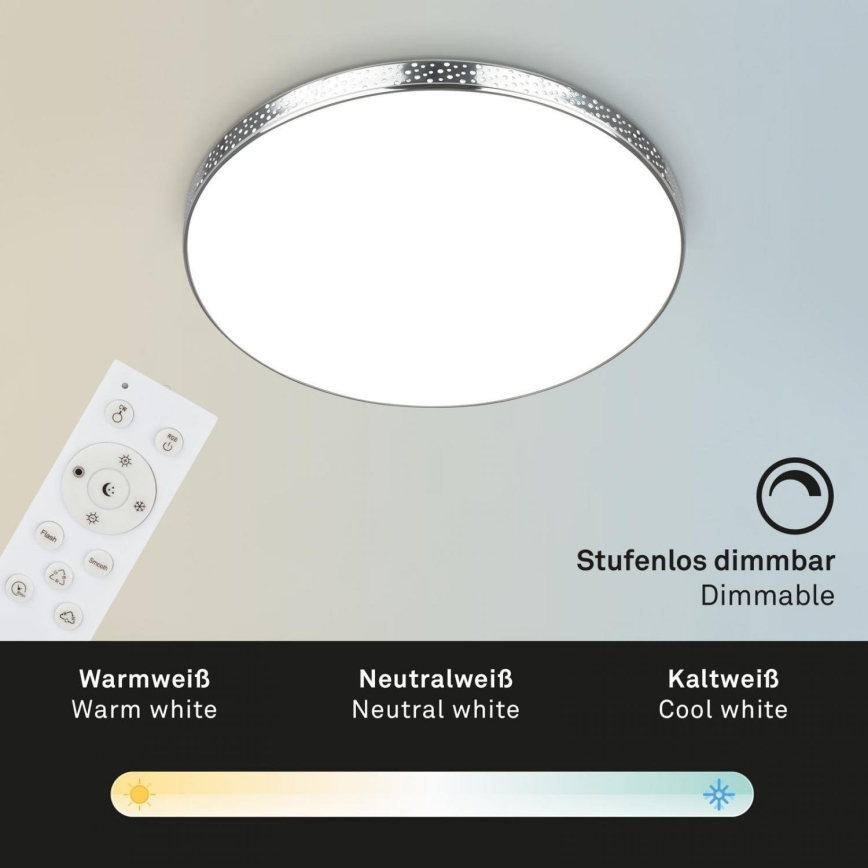 Briloner 3679-018 - LED loftlampe til badeværelse m. RGB-farver ødæmpbar MAGA LED/18,5W/230V 3000-6500K diameter 35,5 cm + fjernbetjening