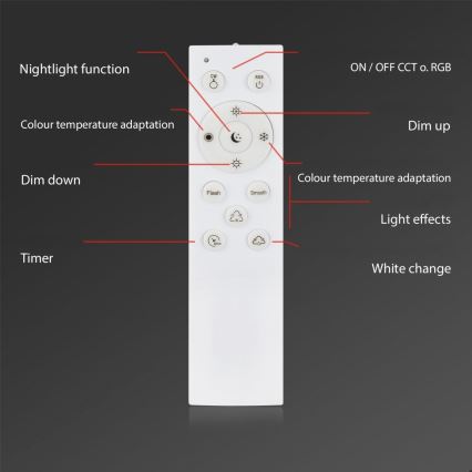 Briloner 3679-018 - LED loftlampe til badeværelse m. RGB-farver ødæmpbar MAGA LED/18,5W/230V 3000-6500K diameter 35,5 cm + fjernbetjening