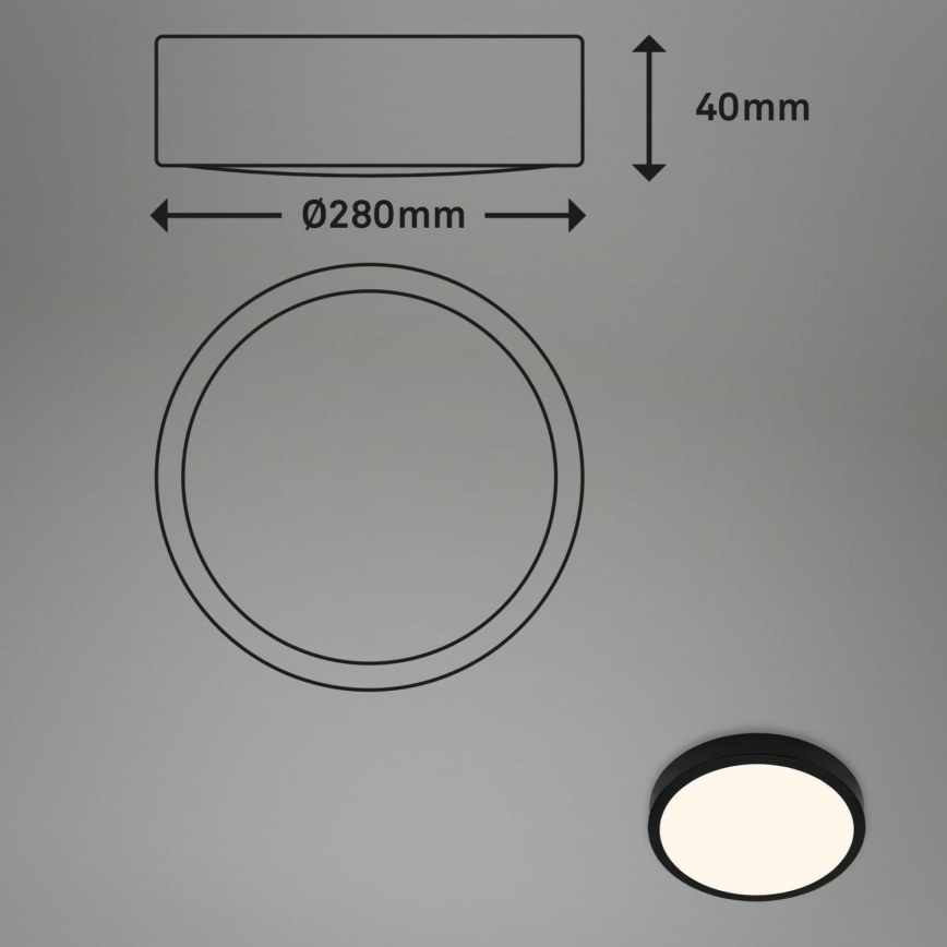Briloner 3700-015 - LED loftlampe RUNA LED/16W/230V 3000K diameter 28 cm sort