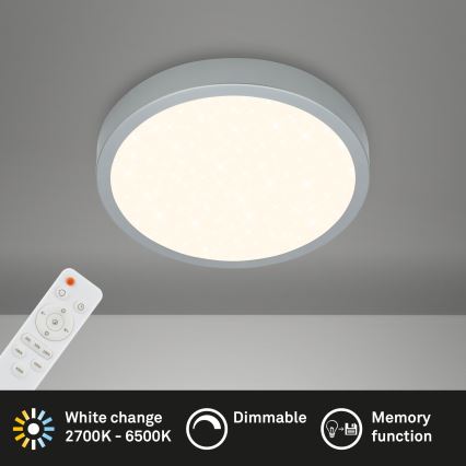 Briloner 3701-014 - LED loftlampe dæmpbar RUNA LED/18W/230V 2700-6500K sølvfarvet + fjernbetjening