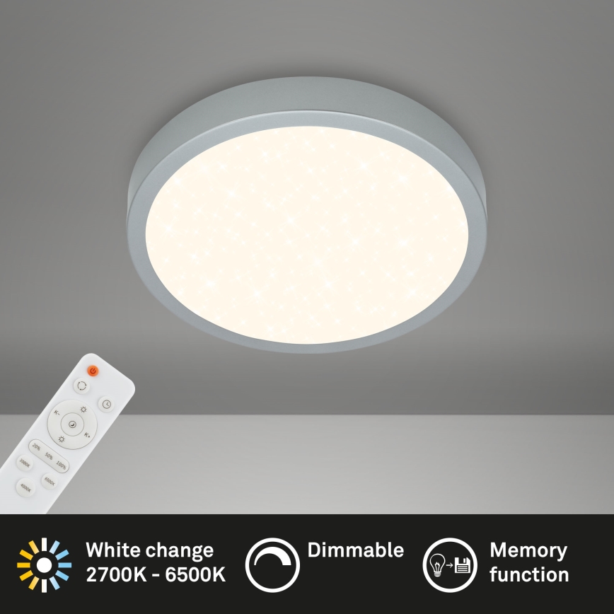 Briloner 3701-014 - LED loftlampe dæmpbar RUNA LED/18W/230V 2700-6500K sølvfarvet + fjernbetjening