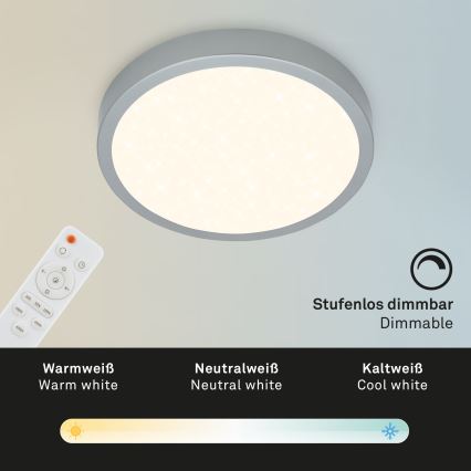 Briloner 3701-014 - LED loftlampe dæmpbar RUNA LED/18W/230V 2700-6500K sølvfarvet + fjernbetjening