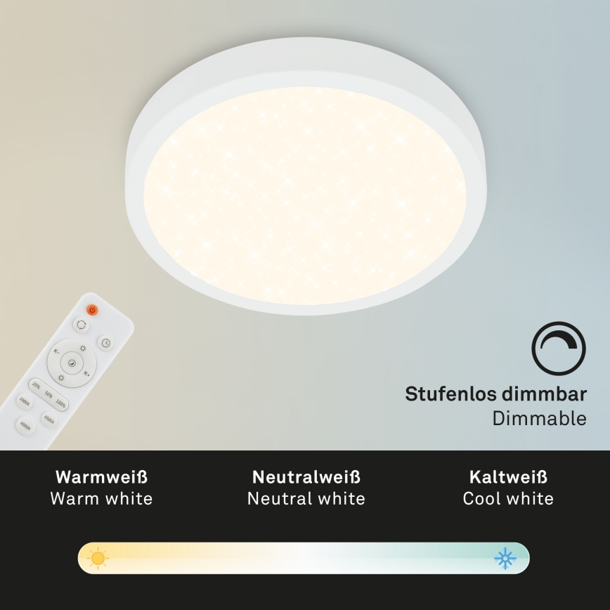 Briloner 3701-016 - LED loftlampe dæmpbar RUNA LED/18W/230V 2700-6500K hvid + fjernbetjening