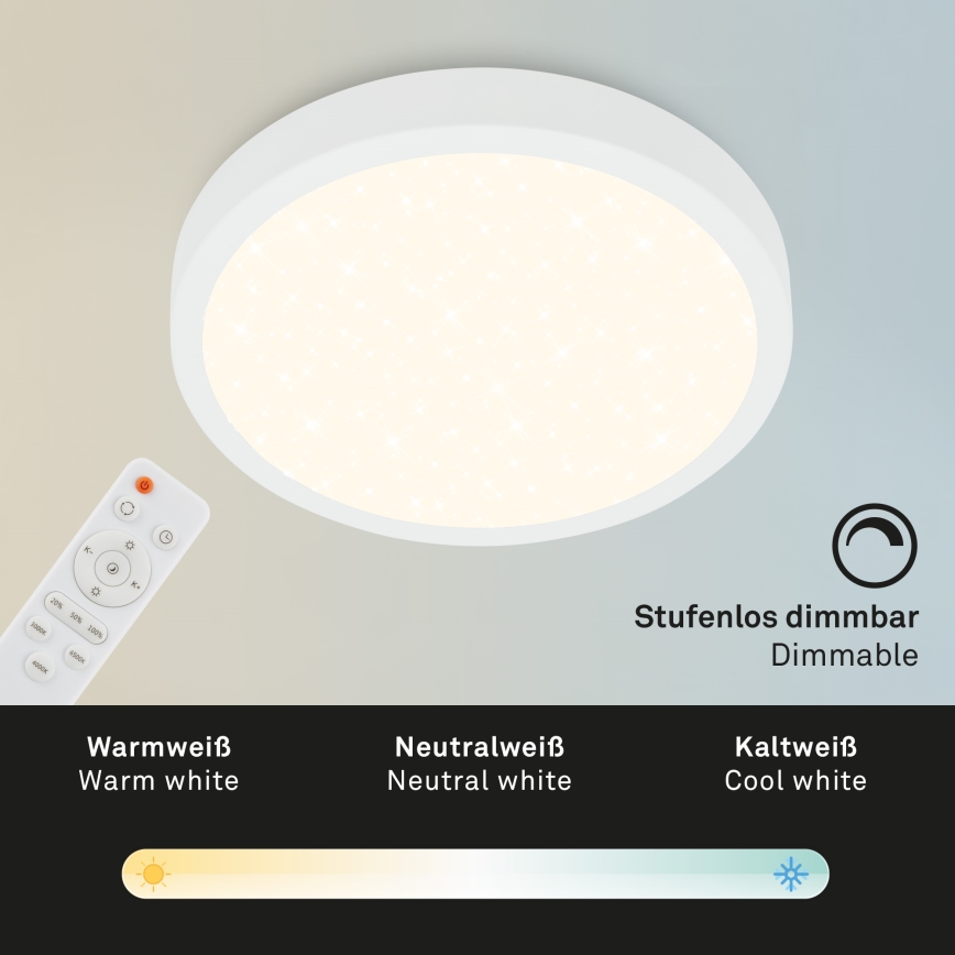 Briloner 3704-016 - LED loftlampe dæmpbar RUNA LED/22W/230V 2700-6500K hvid + fjernbetjening