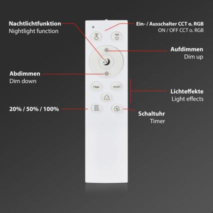 Briloner 3709-014 - LED loftlampe m. RGBW-farver dæmpbar LED/22W/230V 4000K diameter 38 cm sølvfarvet + fjernbetjening