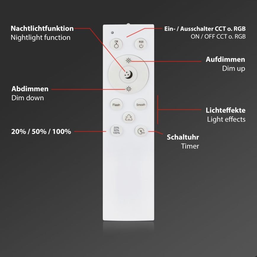 Briloner 3709-014 - LED loftlampe m. RGBW-farver dæmpbar LED/22W/230V 4000K diameter 38 cm sølvfarvet + fjernbetjening