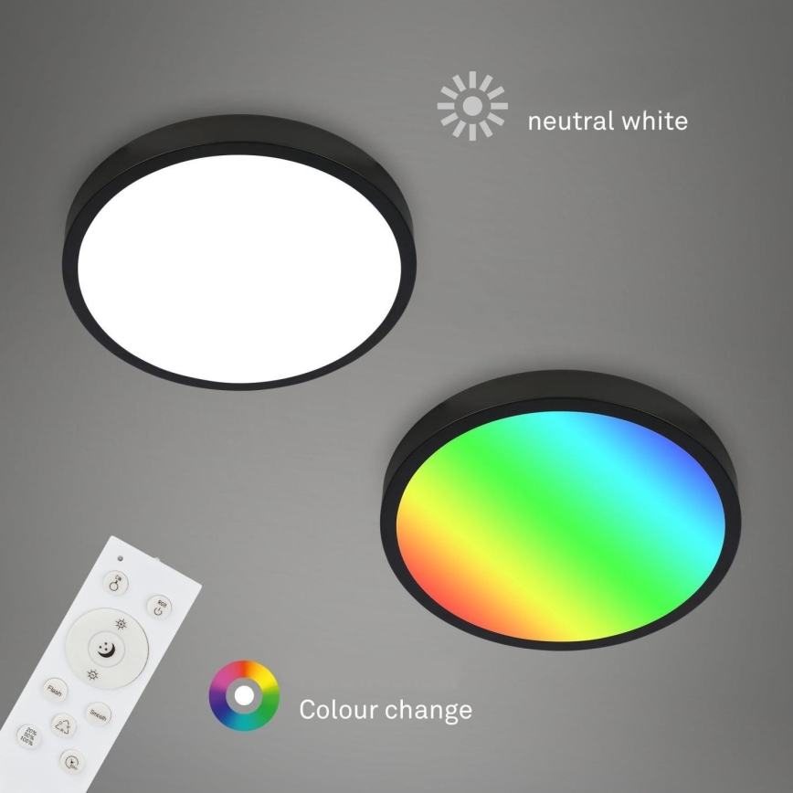 Briloner 3709-015 - LED loftlampe m. RGBW-farver dæmpbar LED/22W/230V 4000K diameter 38 cm sort + fjernbetjening