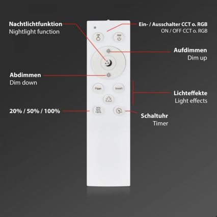 Briloner 3709-015 - LED loftlampe m. RGBW-farver dæmpbar LED/22W/230V 4000K diameter 38 cm sort + fjernbetjening