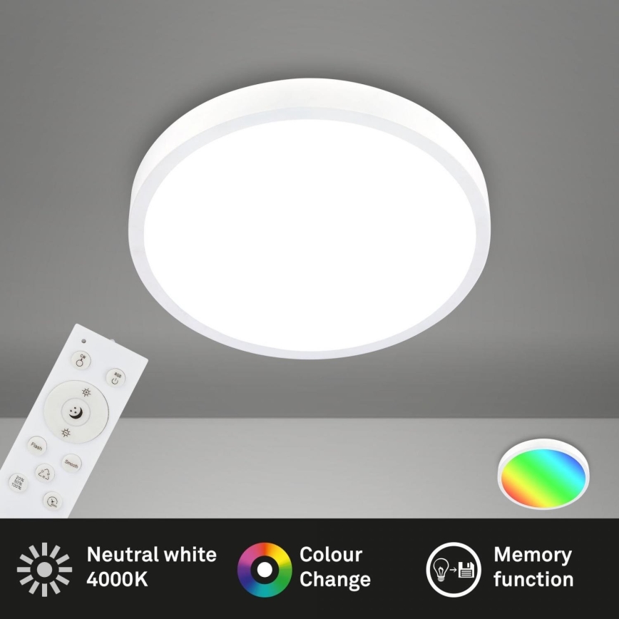 Briloner 3709-016 - LED loftlampe m. RGBW-farver dæmpbar LED/22W/230V 4000K diameter 38 cm hvid + fjernbetjening