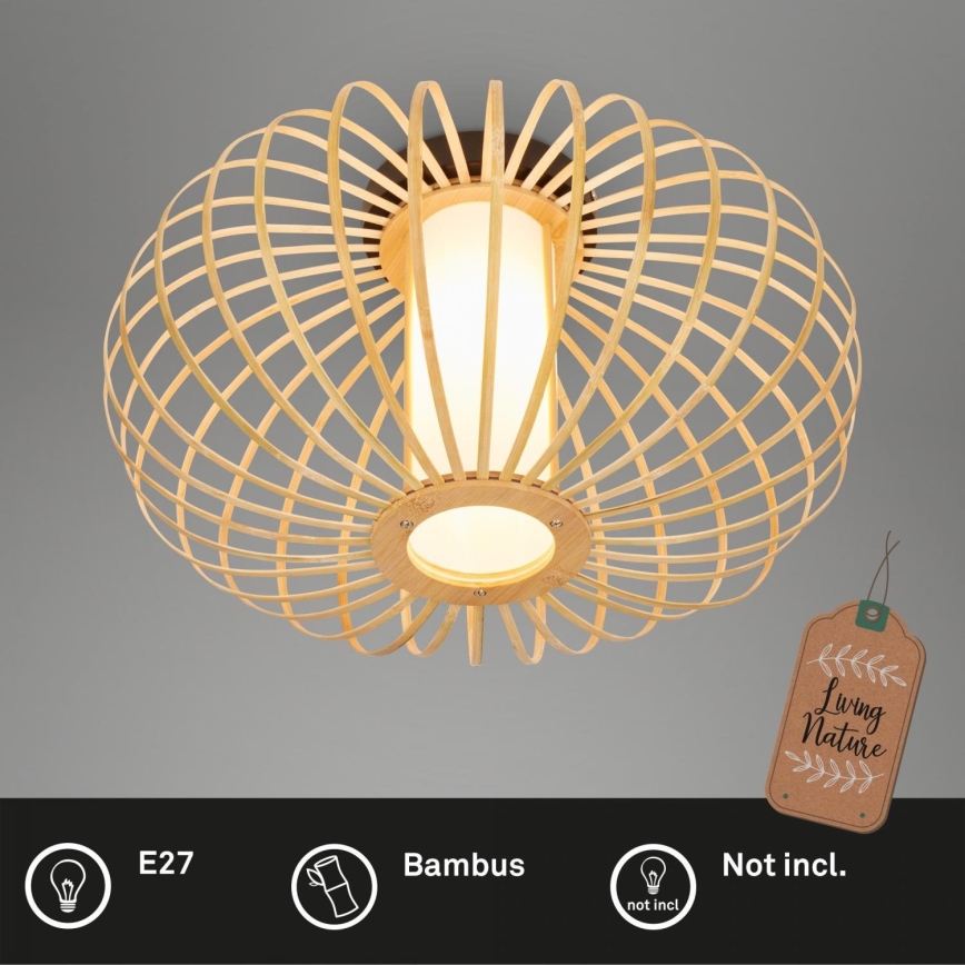 Briloner 3759011 - Loftlampe 1xE27/10W/230V diameter 40 cm bambus