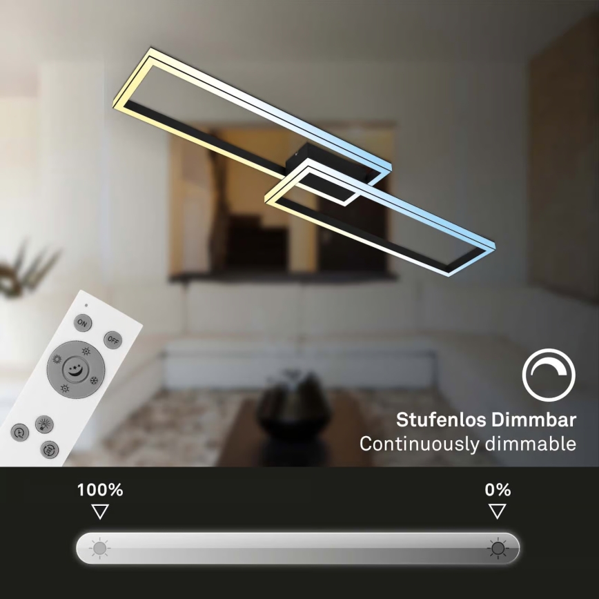Briloner 3761015 - Dæmpbar LED-loftlampe LED/45W/230V 2700-6500K sort + fjernbetjening