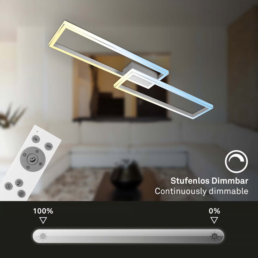 Briloner 3761019 - Dæmpbar LED-loftlampe LED/45W/230V 2700-6500K mat krom + fjernbetjening