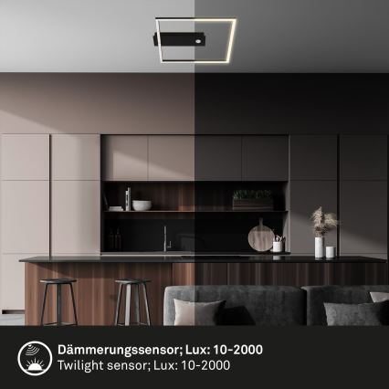 Briloner 3770-015 - FRAME LED loftlampe med bevægelses- og skumringssensor LED/14W/230V 3000K 30x32 cm sort