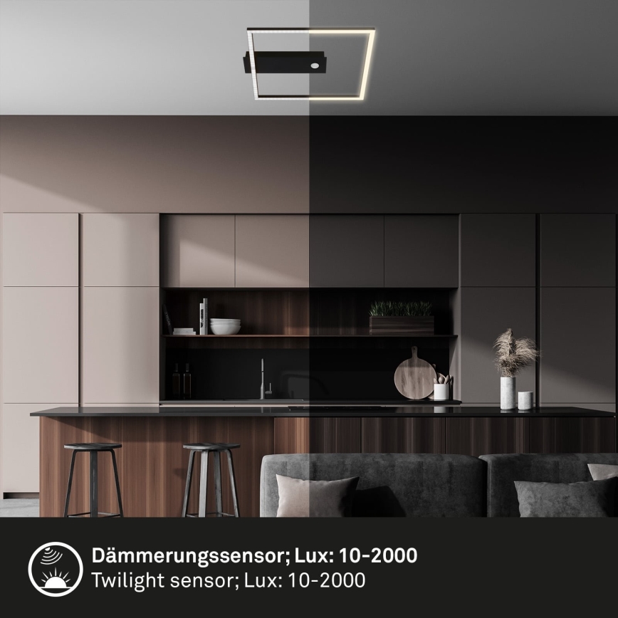 Briloner 3770-015 - FRAME LED loftlampe med bevægelses- og skumringssensor LED/14W/230V 3000K 30x32 cm sort