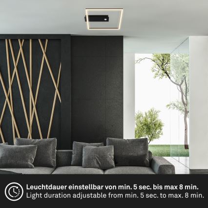 Briloner 3770-015 - FRAME LED loftlampe med bevægelses- og skumringssensor LED/14W/230V 3000K 30x32 cm sort