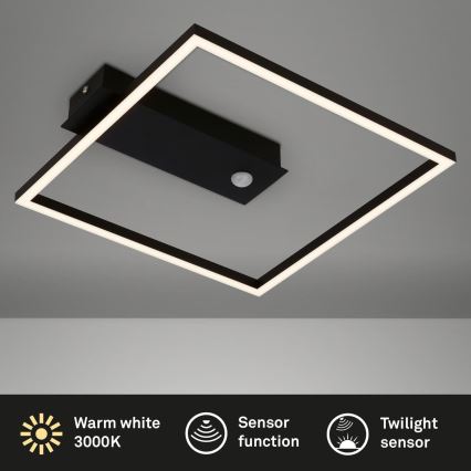 Briloner 3770-015 - FRAME LED loftlampe med bevægelses- og skumringssensor LED/14W/230V 3000K 30x32 cm sort