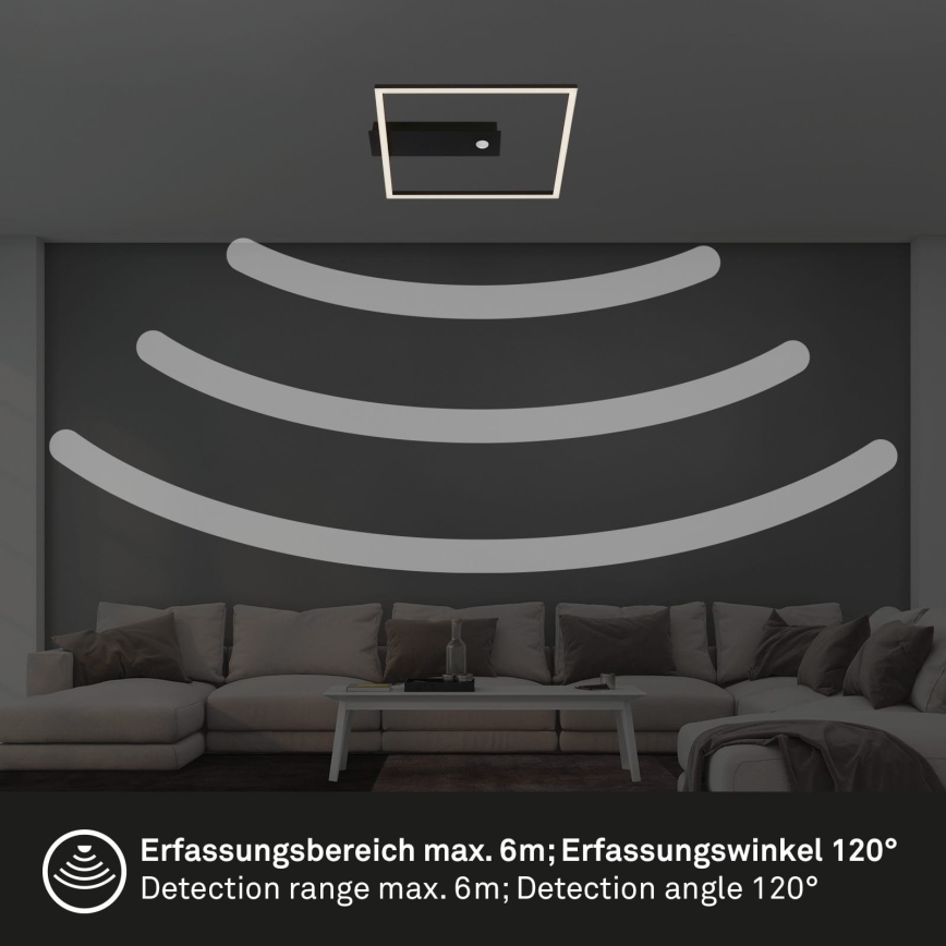 Briloner 3770-015 - FRAME LED loftlampe med bevægelses- og skumringssensor LED/14W/230V 3000K 30x32 cm sort