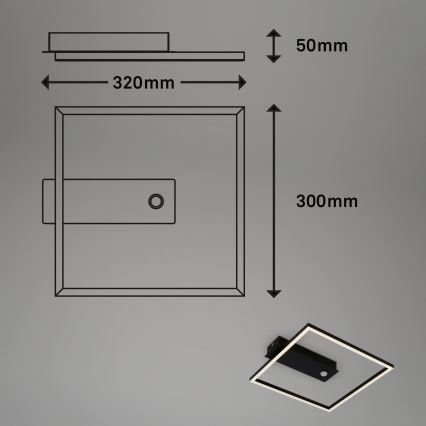 Briloner 3770-015 - FRAME LED loftlampe med bevægelses- og skumringssensor LED/14W/230V 3000K 30x32 cm sort