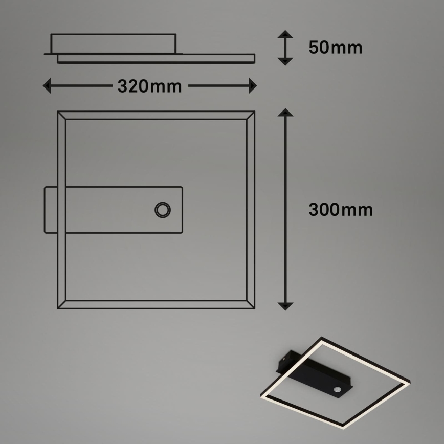 Briloner 3770-015 - FRAME LED loftlampe med bevægelses- og skumringssensor LED/14W/230V 3000K 30x32 cm sort