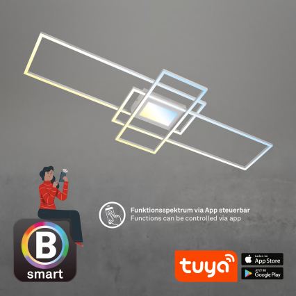 Briloner 3812019 - Dæmpbar LED-loftlampe RAM LED/56W/230V Wi-Fi Tuya 111 x 42 cm + fjernbetjening
