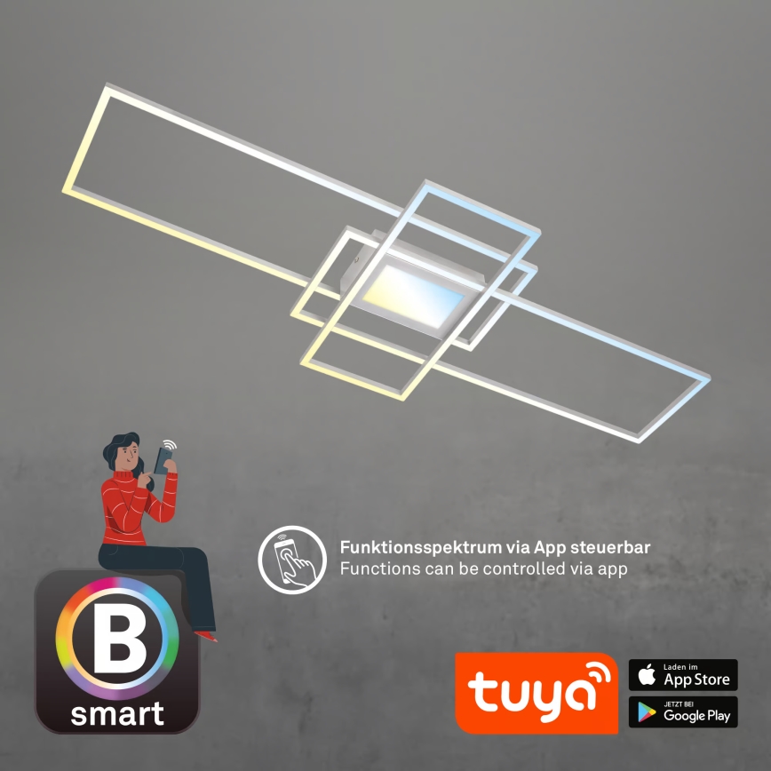 Briloner 3812019 - Dæmpbar LED-loftlampe RAM LED/56W/230V Wi-Fi Tuya 111 x 42 cm + fjernbetjening