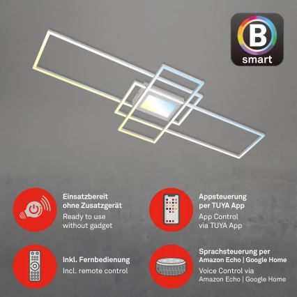 Briloner 3812019 - Dæmpbar LED-loftlampe RAM LED/56W/230V Wi-Fi Tuya 111 x 42 cm + fjernbetjening