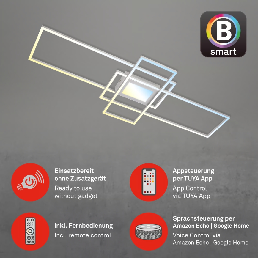 Briloner 3812019 - Dæmpbar LED-loftlampe RAM LED/56W/230V Wi-Fi Tuya 111 x 42 cm + fjernbetjening