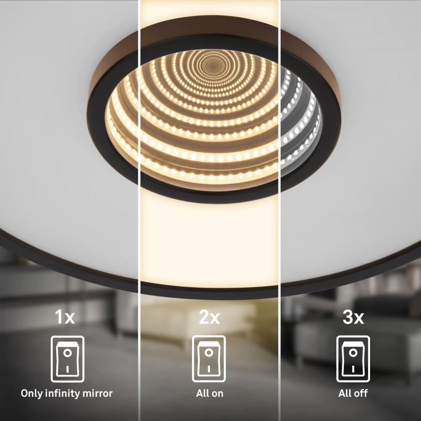 Briloner 3847015 - LED-loftlampe TORO LED/18W/230V Ø 42 cm sort