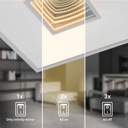 Briloner 3848014 - LED-loftlampe TORO LED/18W/230V 42x42 cm mat krom