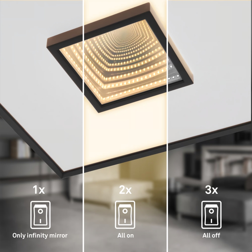 Briloner 3848015 - LED-loftlampe TORO LED/18W/230V 42x42 cm, sort