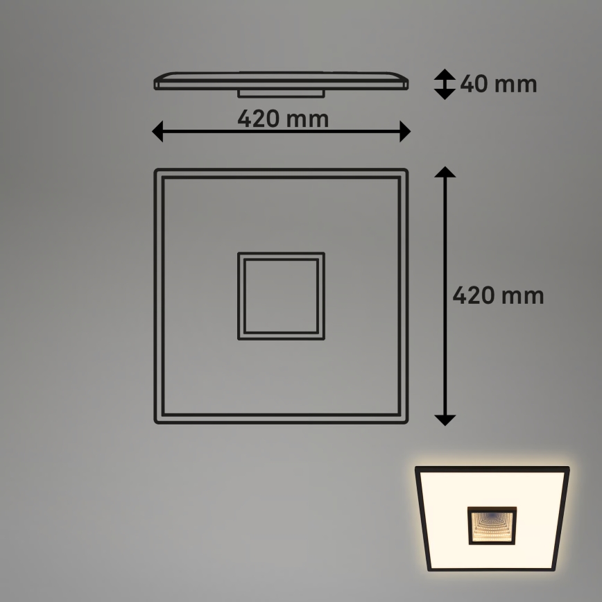 Briloner 3848015 - LED-loftlampe TORO LED/18W/230V 42x42 cm, sort