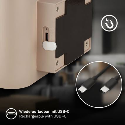 Briloner 3878011 - Genopladelig LED-væglampe med bevægelses- og skumringssensor CHAT LED/3W/5V 2000 mAh beige