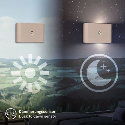 Briloner 3878011 - Genopladelig LED-væglampe med bevægelses- og skumringssensor CHAT LED/3W/5V 2000 mAh beige