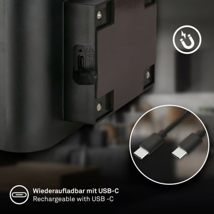 Briloner 3878015 - Genopladelig LED-væglampe med bevægelses- og skumringssensor CHAT LED/3W/5V 2000 mAh sort