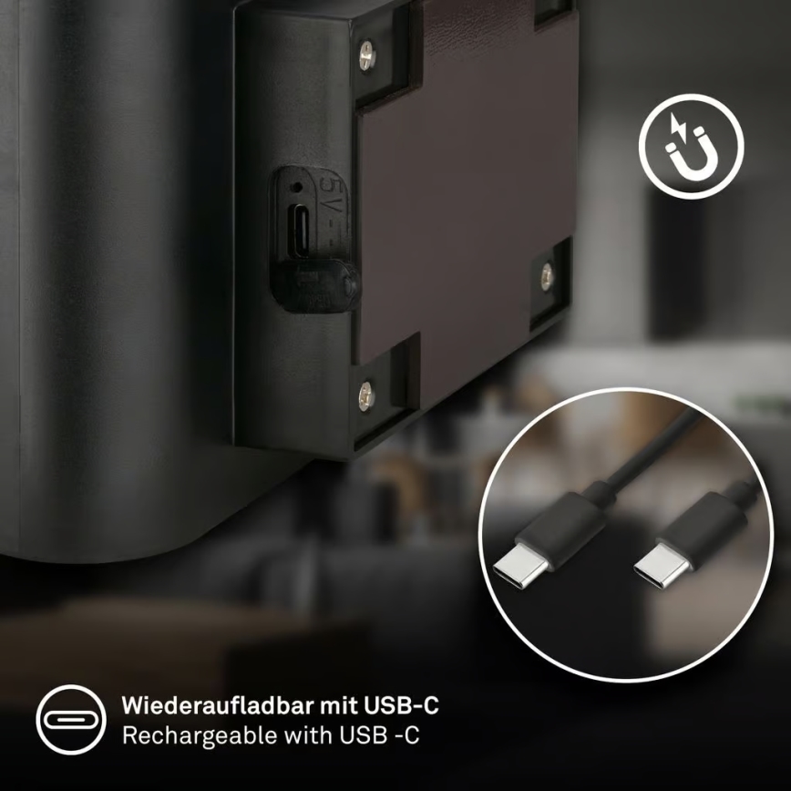 Briloner 3878015 - Genopladelig LED-væglampe med bevægelses- og skumringssensor CHAT LED/3W/5V 2000 mAh sort