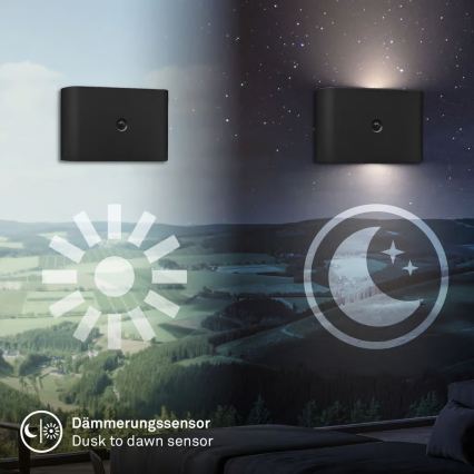 Briloner 3878015 - Genopladelig LED-væglampe med bevægelses- og skumringssensor CHAT LED/3W/5V 2000 mAh sort