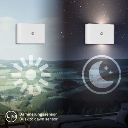 Briloner 3878016 - Genopladelig LED-væglampe med bevægelses- og skumringssensor CHAT LED/3W/5V 2000 mAh hvid
