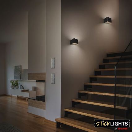 Briloner 3879015 - LED genopladelig væglampe med bevægelses- og skumringssensor BORRA LED/1,5W/5V 3600 mAh sort