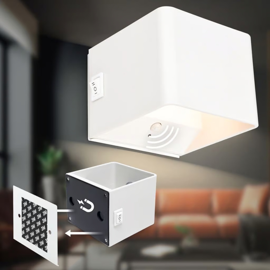 Briloner 3879016 - LED genopladelig væglampe med sensor BORRA LED/1,5W/5V 3600 mAh hvid