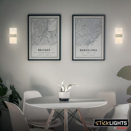 Briloner 3888012 - LED genopladelig væglampe med bevægelses- og skumringssensor AURA LED/2,5W/5V 1800 mAh mat krom