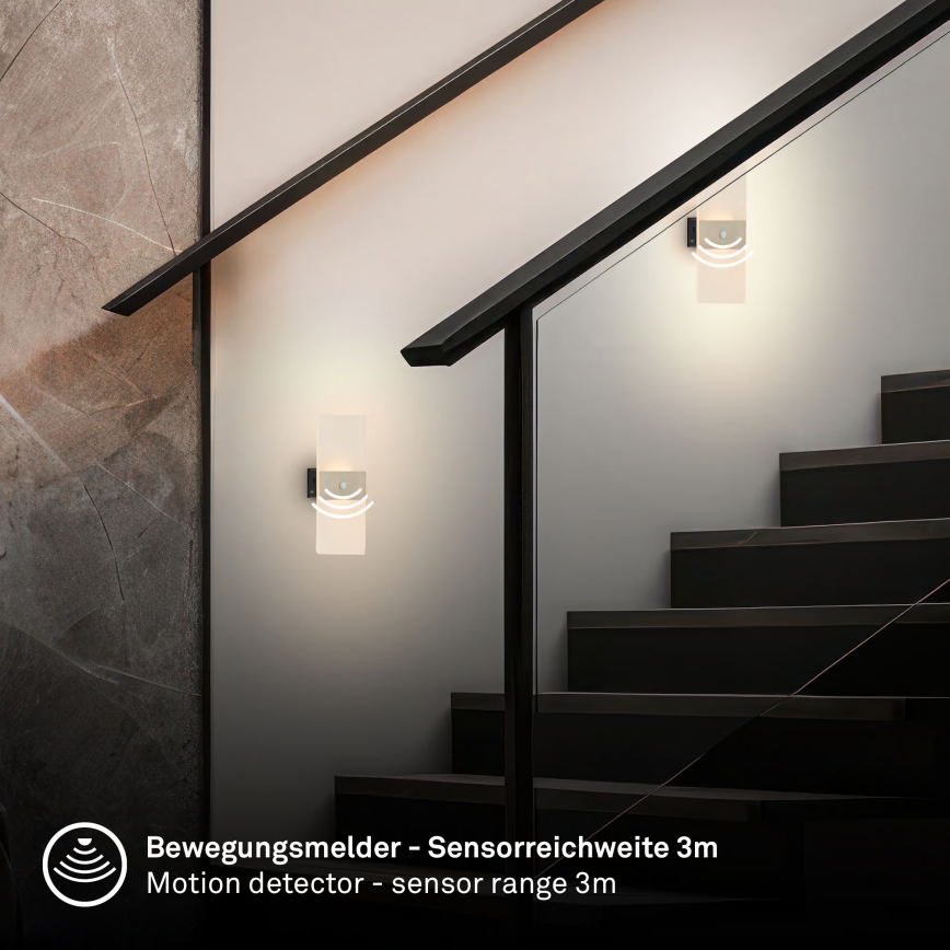 Briloner 3888012 - LED genopladelig væglampe med bevægelses- og skumringssensor AURA LED/2,5W/5V 1800 mAh mat krom