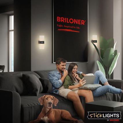 Briloner 3888015 - Genopladelig LED-væglampe med bevægelses- og skumringssensor AURA LED/2,5W/5V 1800 mAh sort