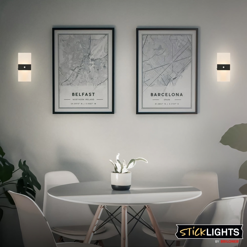 Briloner 3888015 - Genopladelig LED-væglampe med bevægelses- og skumringssensor AURA LED/2,5W/5V 1800 mAh sort