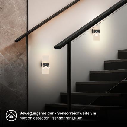 Briloner 3888015 - Genopladelig LED-væglampe med bevægelses- og skumringssensor AURA LED/2,5W/5V 1800 mAh sort
