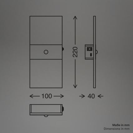 Briloner 3888015 - Genopladelig LED-væglampe med bevægelses- og skumringssensor AURA LED/2,5W/5V 1800 mAh sort